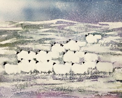 Sheep in Winter by Suzi Kennett